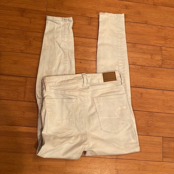 American eagle Outfitters stretch white jeans sz 0 short petite distressed - Picture 10 of 16